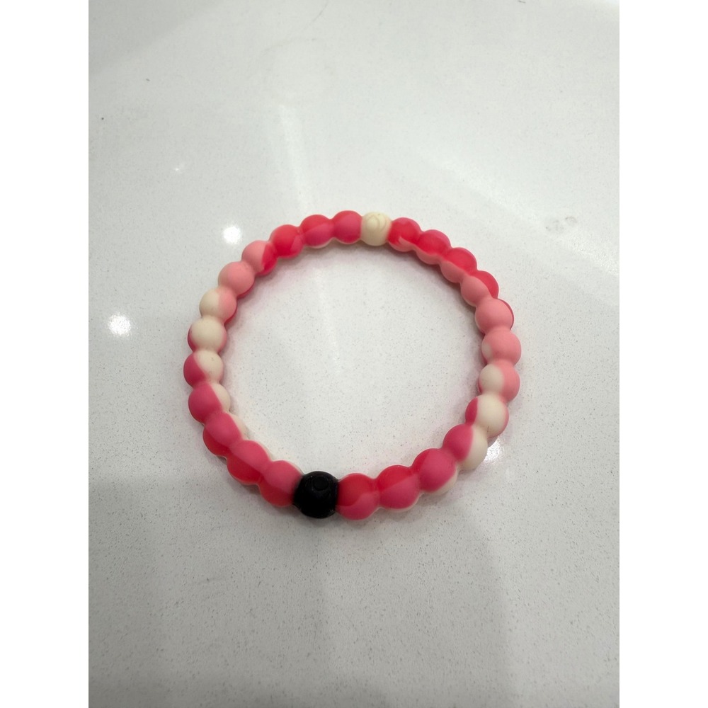 Lokai Pink Marble Silicone Beaded Balance Stretch Breast Cancer Bracelet
